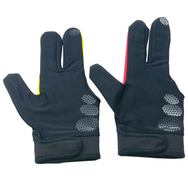 2pcs red/yellow 2colors Snooker Billiard Cue Glove Pool Left Hand Open Three-Finger Accessory