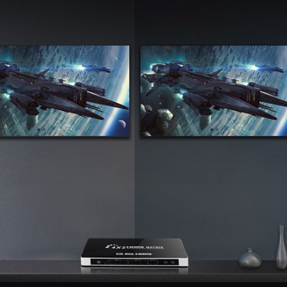 4K 3D 4x2 Aluminum Alloy Video Converter To TV Audio Remote Control Home Gold Plated Interface Matrix Switcher Arc HDMI Splitter