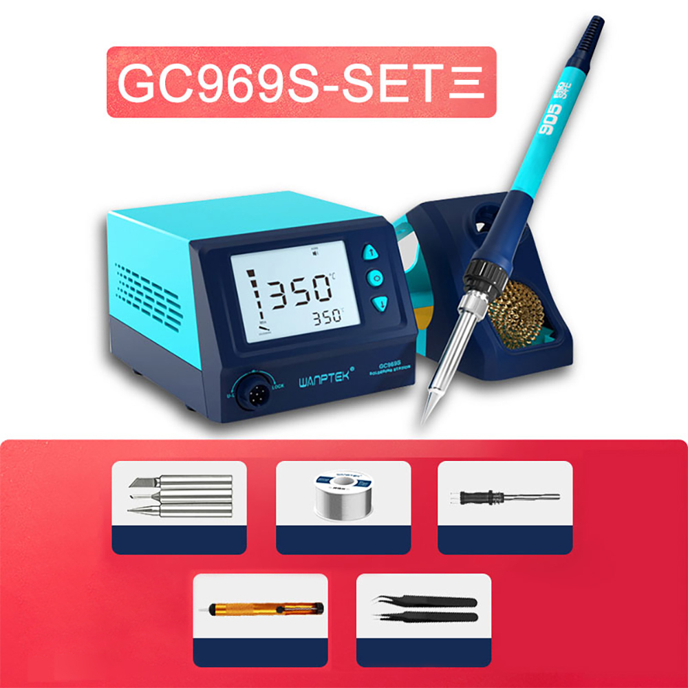 Adjustable LED Digital Soldering Station Rework Station Electric Soldering Iron For Phone PCB IC SMD BGA Welding Repair Wanptek