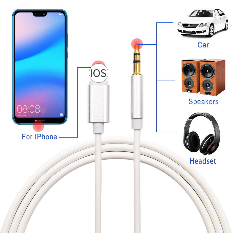 Für Blitz auf 3,5mm Buchse Auto-Audio-Kabel für iPhone 14 13 12 7 8 x Adapter Audio-Übertragung Stecker auf Stecker Aux-Kabel 1m Kopfhörer