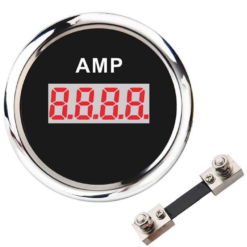 52MM Digital AMP Amperemeter Gauge Universal 100A Marine Ammeter Waterproof IP67 Fit For Car Boat Motorcycle Marine: BS-with shunt