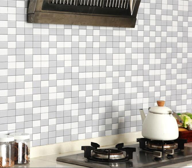 Keuken Backsplash Tegels Pvc Mozaïek Behang Badkamer Waterdicht Muurstickers Zelfklevende Contact Papier Pvc Vinyl Home Decor: Gray