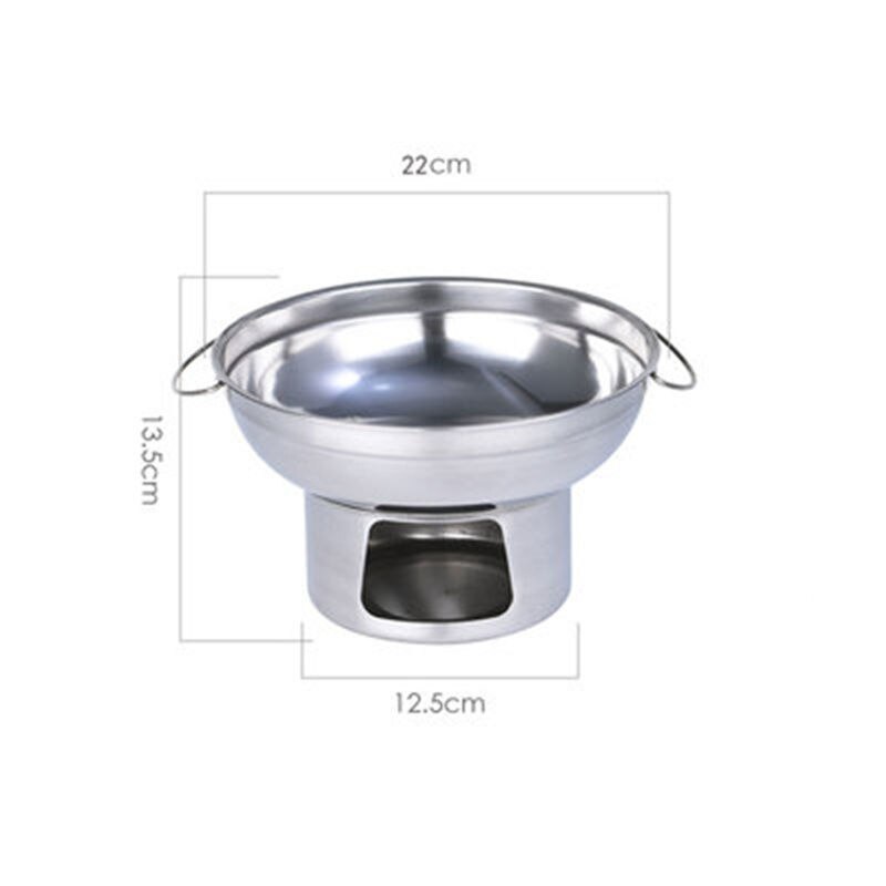 Réchaud à alcool avec poignée Portable, brûleur de Camping, récipient de chauffage des aliments, Pot sec, cuisinière à spiritueux en acier inoxydable pour la maison: diameter22cm