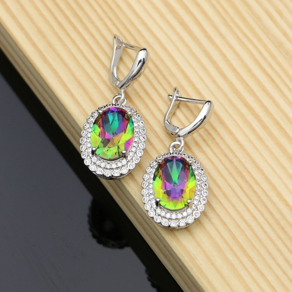 Pendientes colgantes de circonia cúbica para mujer, aretes de plata 925, para , Joyería Moderna: Rainbow