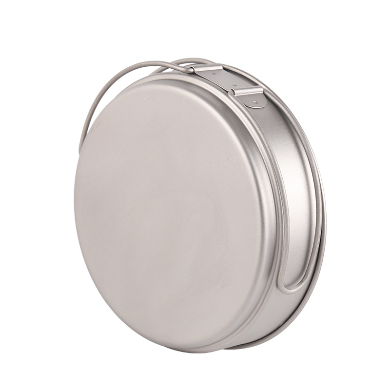 Camping Titanium Fry Pot 350ml 500ml Ultralight Cooking Pan Small Folding Handle