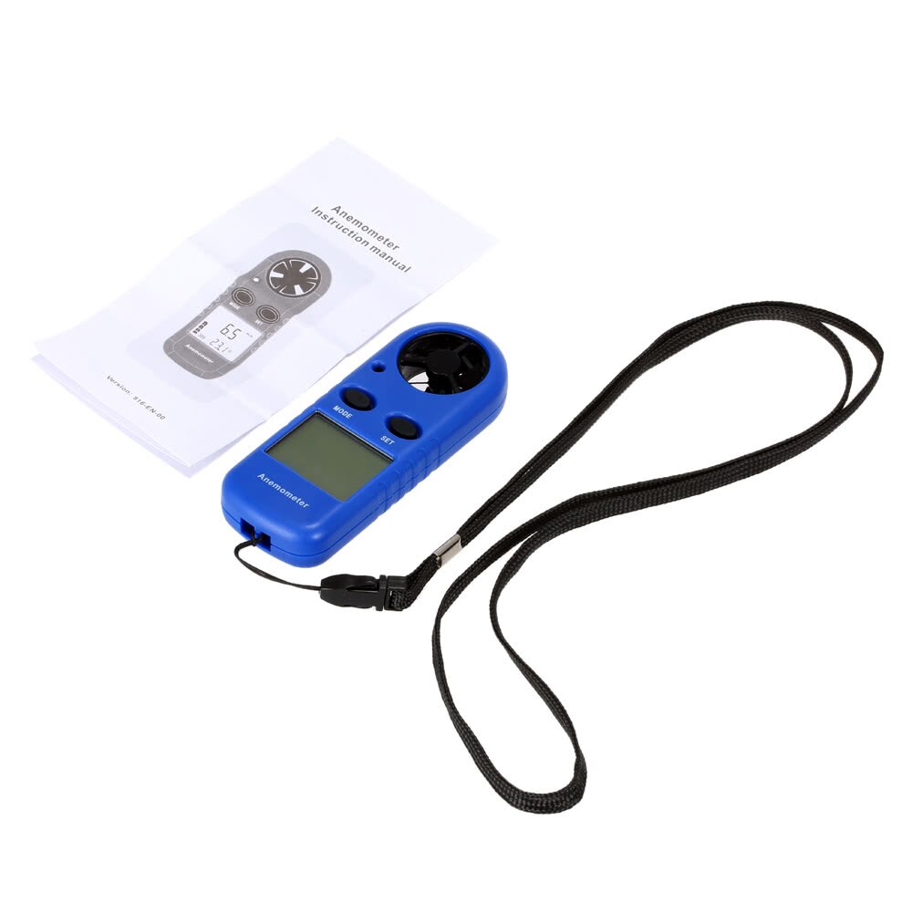 Multifunctional LCD Mini Anemometer Wind Speed Air Velocity Temperature Measurement Beaufort Scale Display