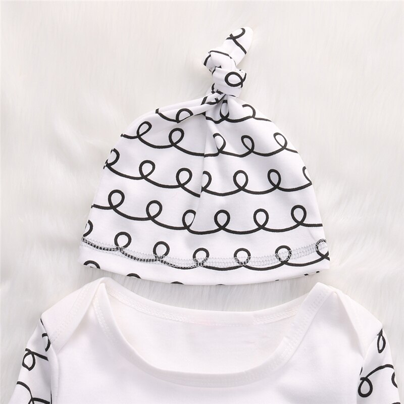 Cute Newborn Baby Clothes Sleepy Eyes+Rosy Cheeks Baby Gown Hat Infant Newborn Coming Home Sleepwear Sleeping