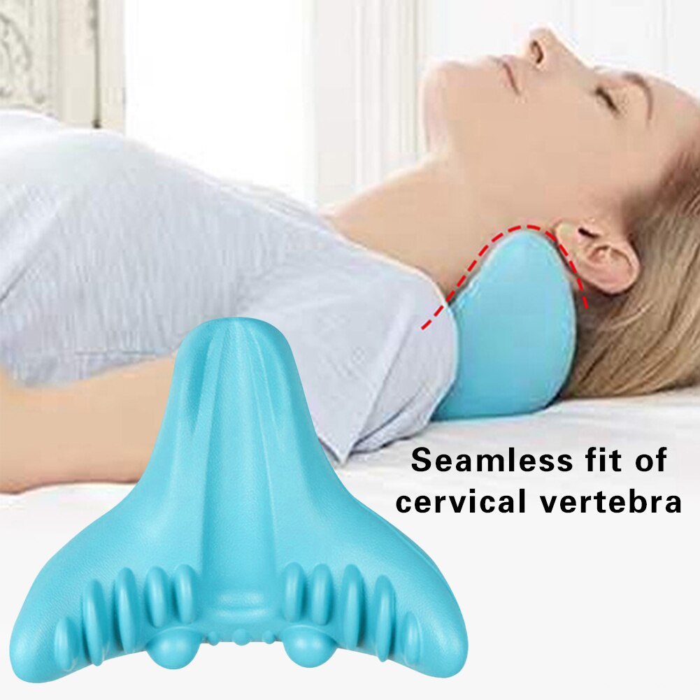 Almohada de masaje para alivio del dolor Cervical, dispositivo de tracción quiropráctica, relajante para el cuello y los hombros: 02