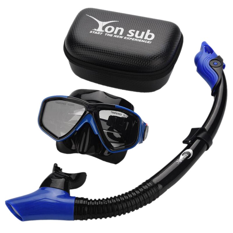 Yon sub dykning maske snorkel anti-tåge beskyttelsesbriller briller sæt svømmeudstyr snorkel åndedrætsrør øjenbeskytter: Blå