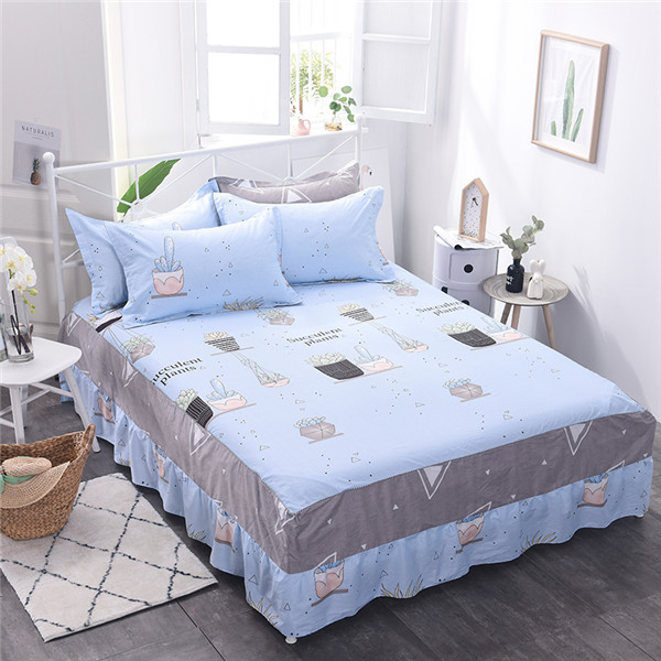 Witte streep Cartoon forest100 % katoen Bed rok Bloemen en vogels print sprei twin volledige koningin schattige postaral prinses stijl: style3 / 150x200cm bed