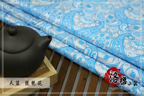 Brokad jacquard siden tyg kostym kinesiska kläder klänning kimono kläder tyger pipa blomma: Himmelsblå