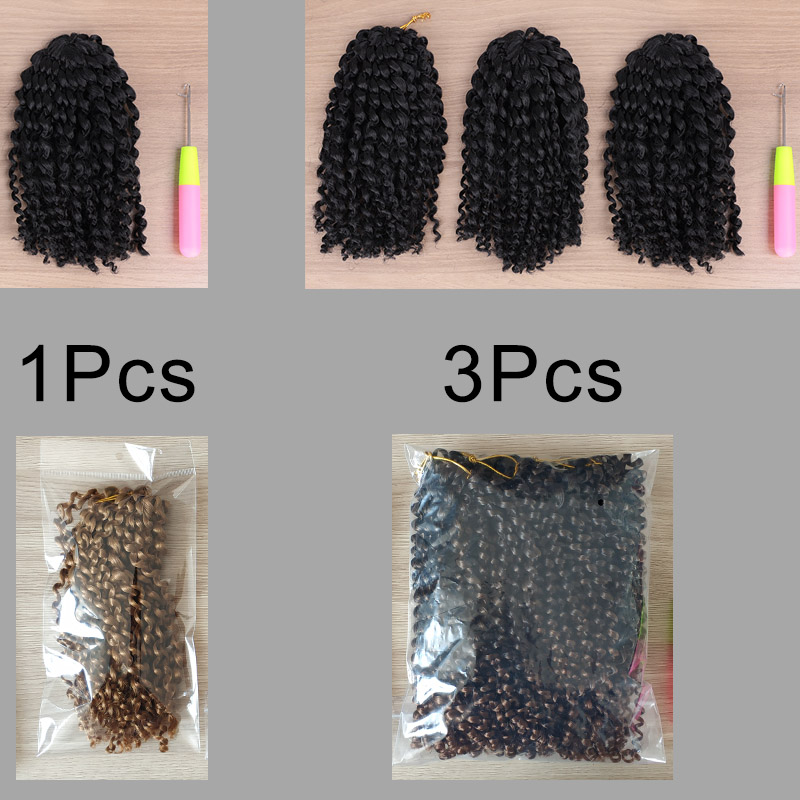 Extensiones de pelo sintético Marley, trenzas trenzadas de ganchillo estilo bohemio, de 14 pulgadas, rizado Afro, para mujer