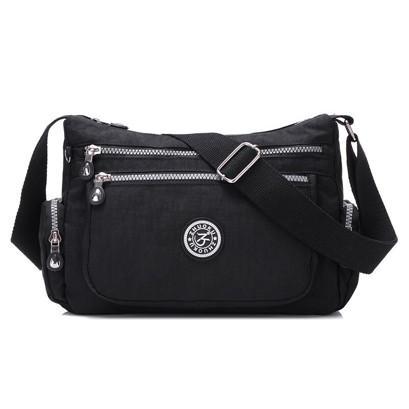 Bolsos pequeños de hombro para mujer, bandolera con cremallera, bolsos Hobo, famosa Bolsos De Mujer con solapa, Mini bandolera de nailon para playa, un bolso principal: Black