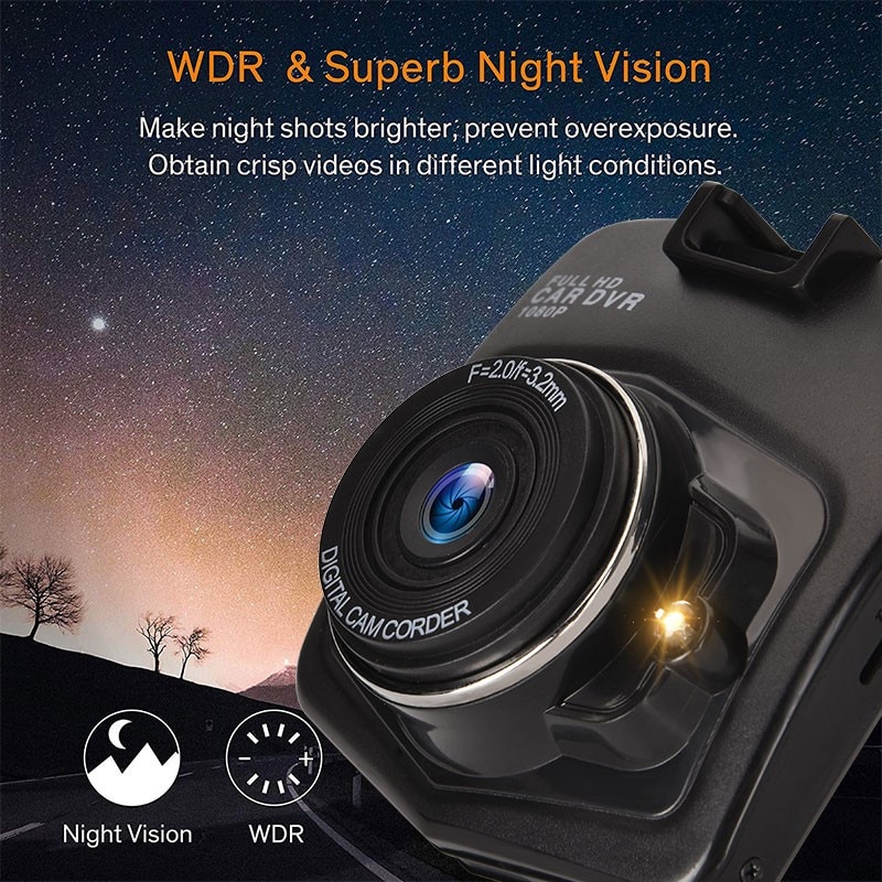 Skjold bil hd dash cam videooptager 170 graders vidvinkel dvr kamera 1080p nattesyn bil videokamera skjold form dashcam