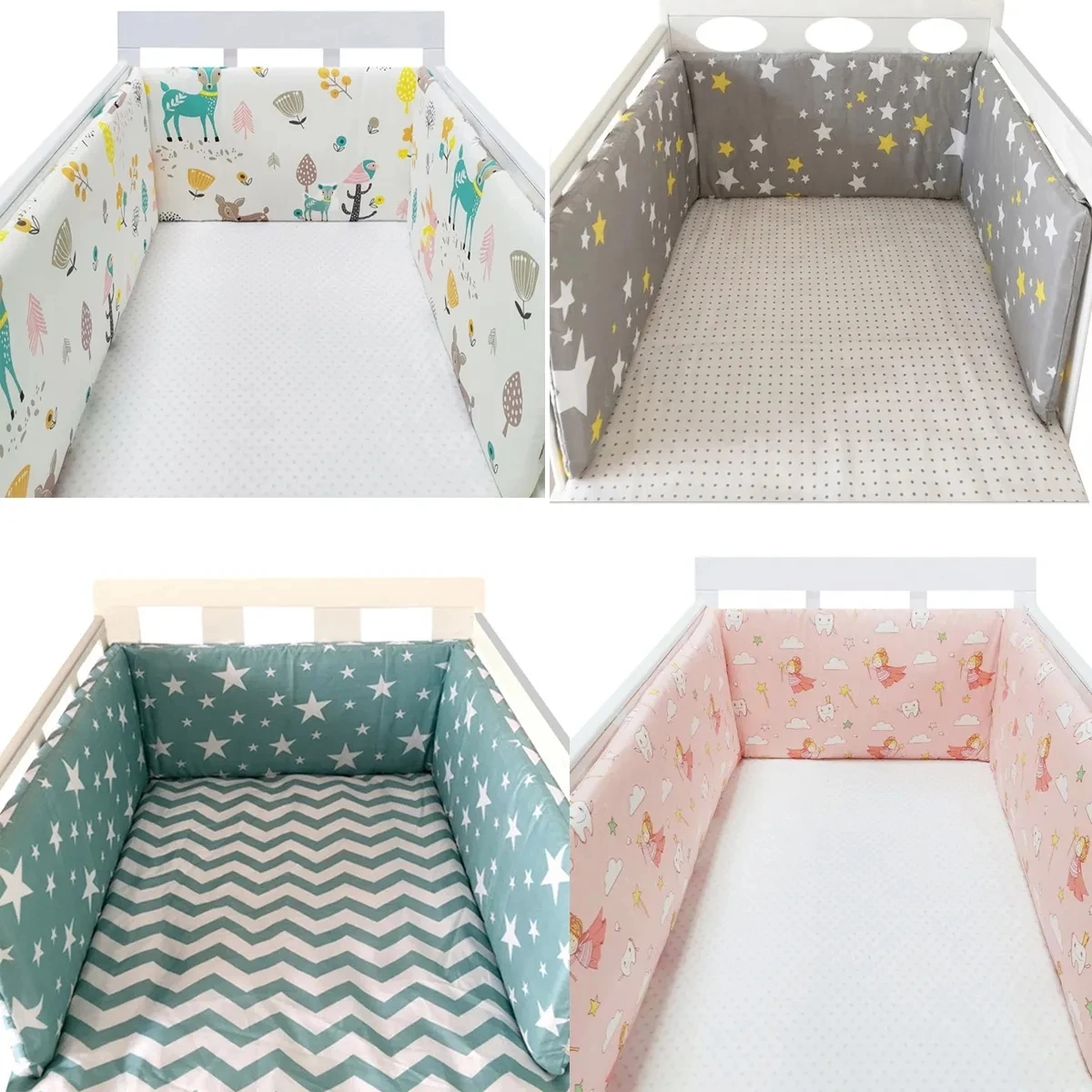 Nordic Sterne Baby Bett Verdicken Stoßstangen Zipper einteiliges Krippe Um Kissen Kinderbett Schutz Kissen 200*30 CM