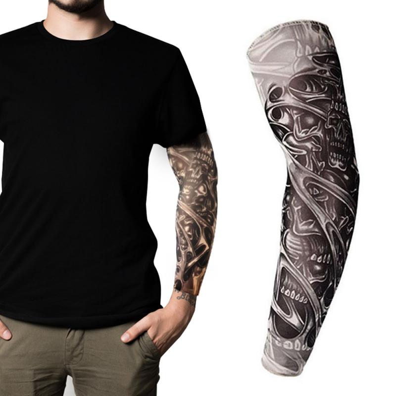 Unisex 3D Tattoo Gedrukt Arm Warmer Uv-bescherming Fiets Mouwen Outdoor Fietsen Mouwen Arm Bescherming Riding Arm Mouw