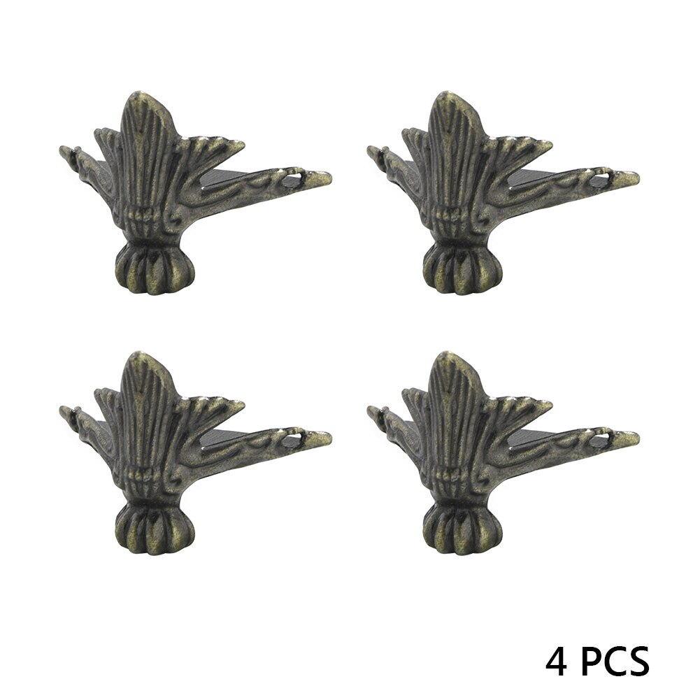 4PCS Antique Jewelry Wood Box Feet Leg Corner Protector Triangle Rattan Carved Decorative Bracket For Furniture Hardware: Bronze HJ02