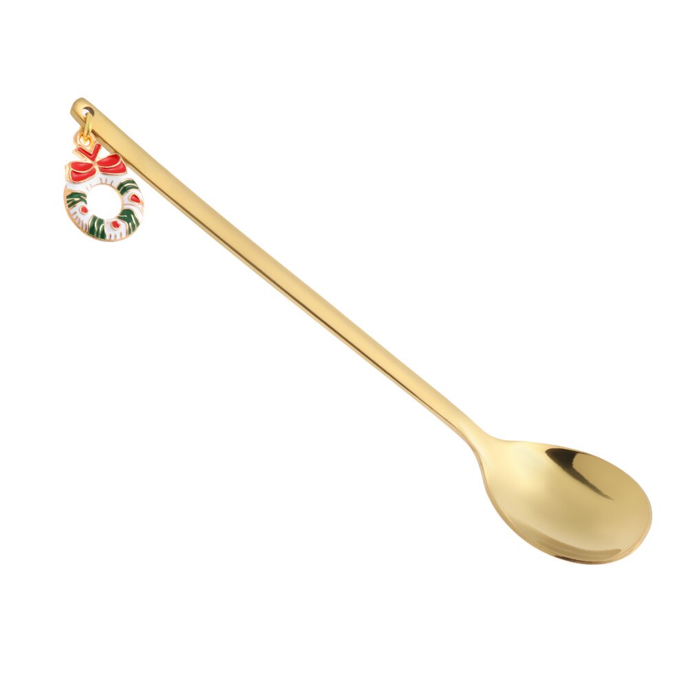 1 pc julsked bordsartiklar rostfritt sked år festbord ornament guldmjölk kaffesked hemdekorationer: 5