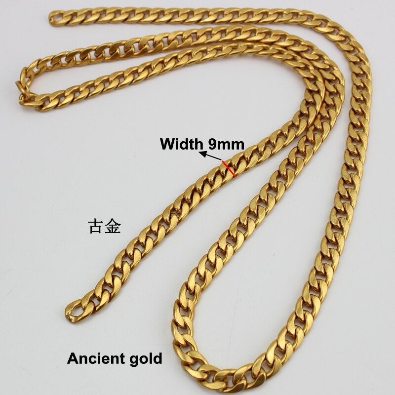 130cm Metal Stainless Steel Purse Chain Strap Handle Shoulder Crossbody Handbag Bag Belt Metal Replacement 5 Color Ancient gold