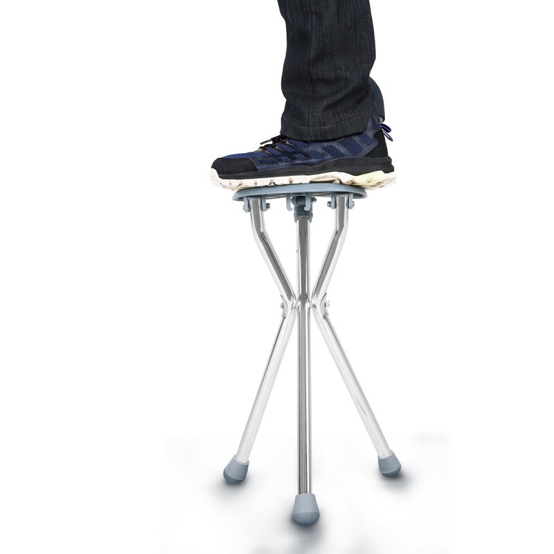 Saat-bâton de marche en métal | Ancien canne, chaise de béquille, tabouret de béquille pliable, portable, avec un tabouret