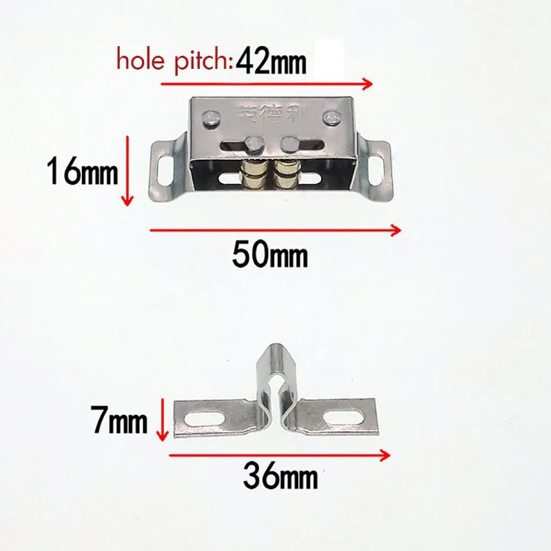 Double Roller Catch Stainless Steel Magnetic Cabinet Catches Hardware Heavy Duty Latch for Cabinet Closet Doors Hole Pitch 42mm