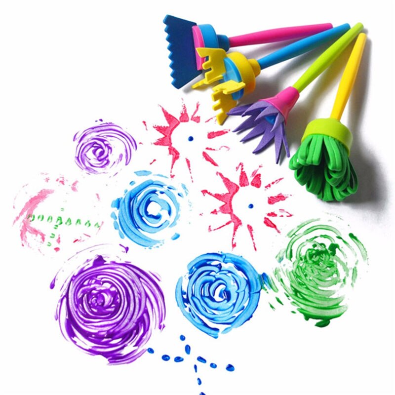 4 Stks/set Diy Spons Tekening Penselen Graffiti Speelgoed Schilderen Speelgoed Voor Kinderen Postzegels Speelgoed