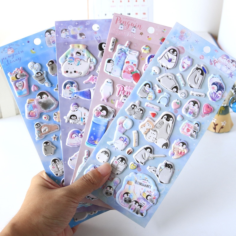 Kawaii Kleine Pinguïn 3D Spons Dagboek Sticker Plakboek Decoratie Stickers PVC Briefpapier DIY Stickers School Office Supply