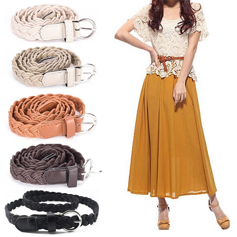 Style Braided Hemp Rope Braid Belt Female Belt For Dress 110cm Women Slim Waistband Girdle Weave Belt