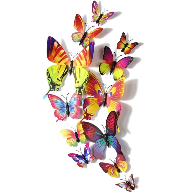 Butterflies Self-adhesive Stickers Wall Art Decals Home Decoration Room PVC Wall Stickers 3D Butterfly Wall Decor: H