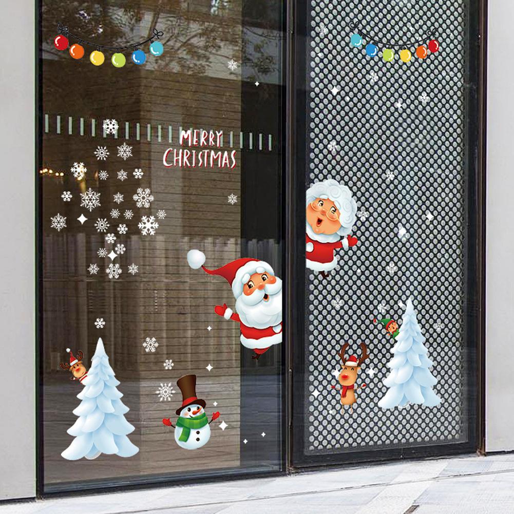 Window Glass Door Self-Adhesive Wall Stickers Year Christmas Decoration Merry Christmas Stickers Window Stickers Ornaments