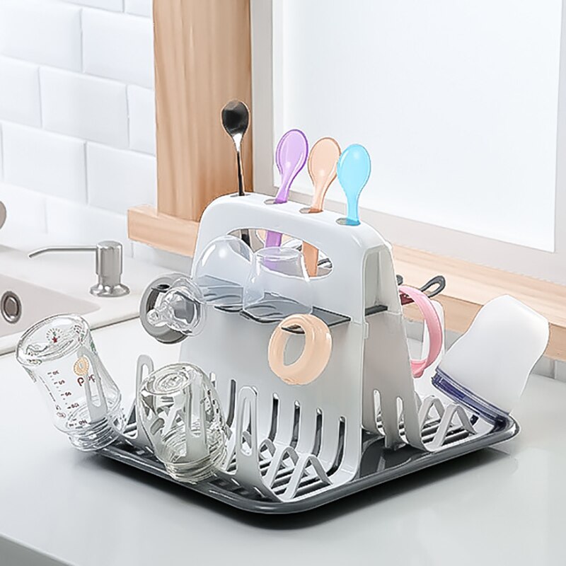 Bestbaby Baby Milk Bottles Drying Rack Portable Cleaning Dryer Storage Holder Multi-Layer Detachable with Drain Tray DryingRack
