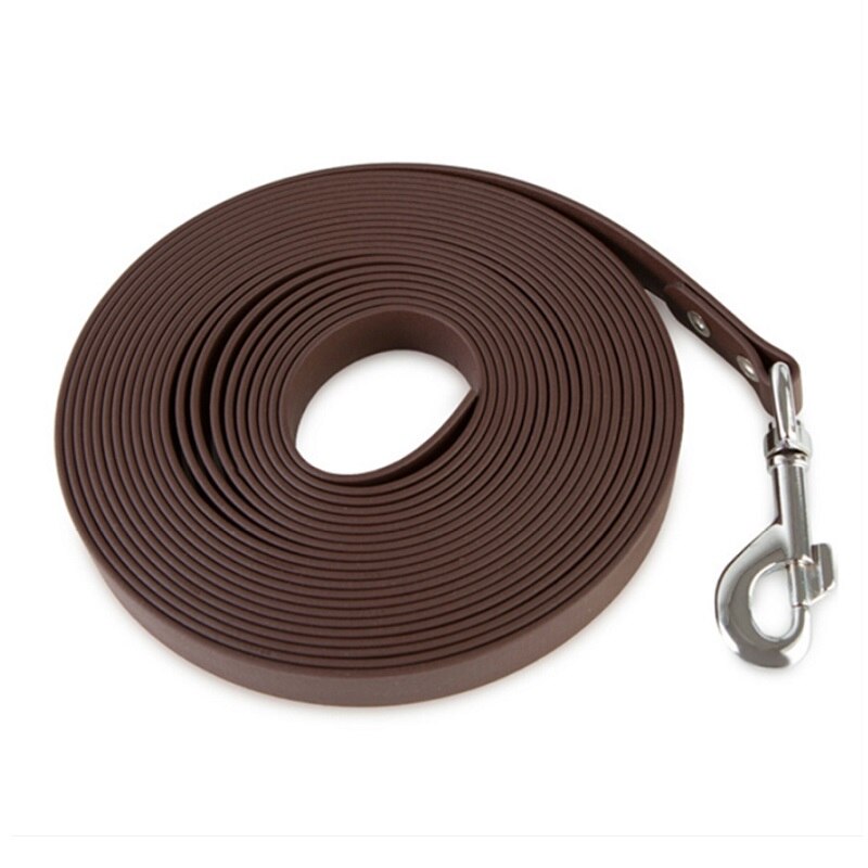 Laisse imperméable en PVC pour chien, collier pour chiot, accessoire pour chien, entraînement de rappel, suivi d'obéissance, facile à nettoyer: brown / 5m