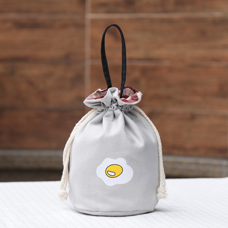 BANKUO Woman's Phone Bag Japanese Style Casual Canvas Drawstring Bag Printed Keychain Storage Handbags Cartoon Coin Purse Z124: Grey