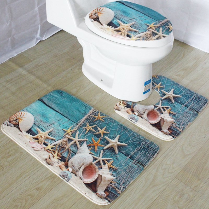 Fundas para asientos de inodoro, alfombras de franela Ocean World, alfombrilla de felpa para el baño, alfombrilla para el suelo del asiento, WC, tapa del inodoro, accesorios de baño