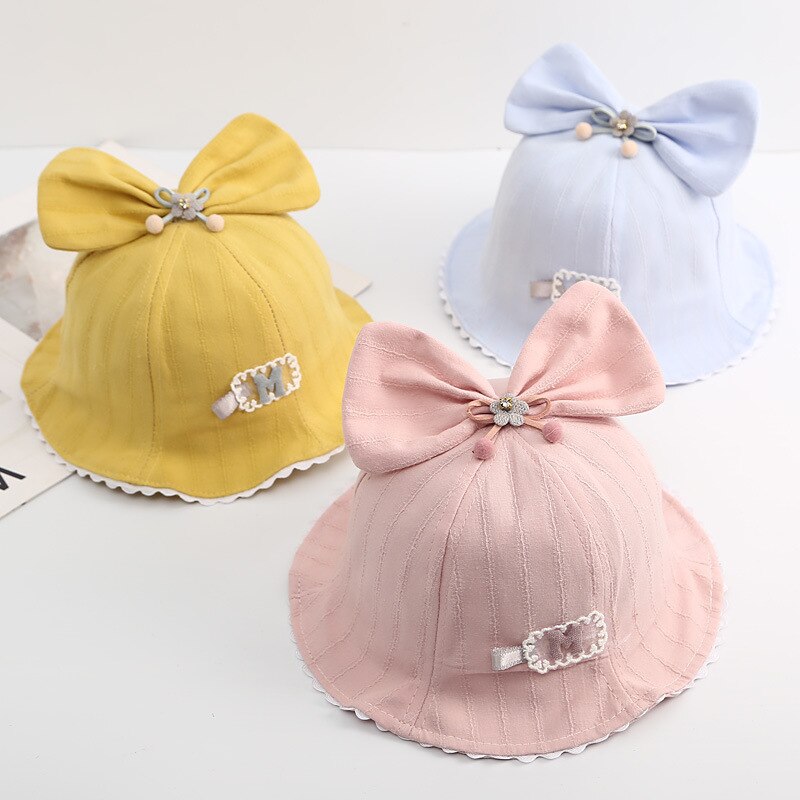 Fiskehatt for barn 1-3 år gammel vår og sommer jente solhatt sløyfe kvinne baby tynn solkrem solhatt bts bøttehatt