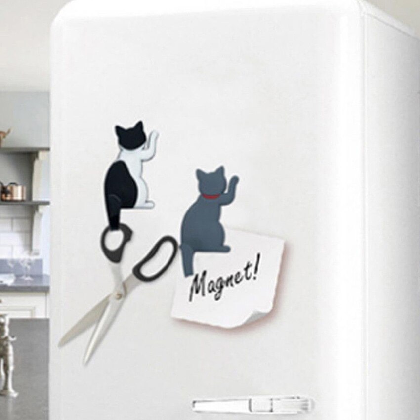Magnetic Cartoon Cat Refrigerator Sticker Fridge Magnet Hanging Hook Tail Fridge Magnet Hook Door Home Decorations Souvenir