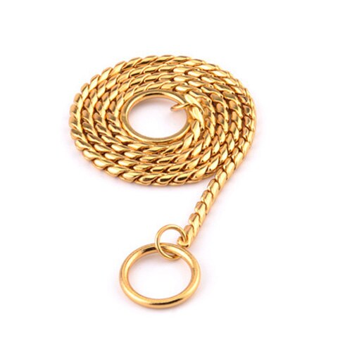 4 Size Gold Snake Chain Dog Collar Chihuahua Yorkie Pet Dog Training Collar For Small Medium Large Dogs: Gold / 5x60cm