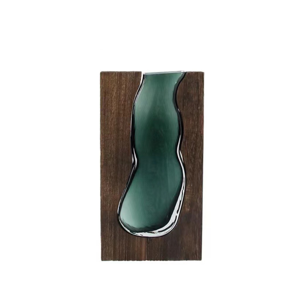 Plant Container Wooden Glass Vase Modern Hydroponic Flower Holder Exquisite Removable Flower Pot Bedhead: Yellow