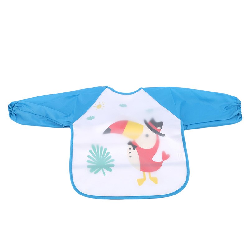 Venda quente de alta qualidade bonito animais babadores do bebê à prova dwaterproof água criança comer roupas das crianças mangas compridas alimentação bata babero babero: blue