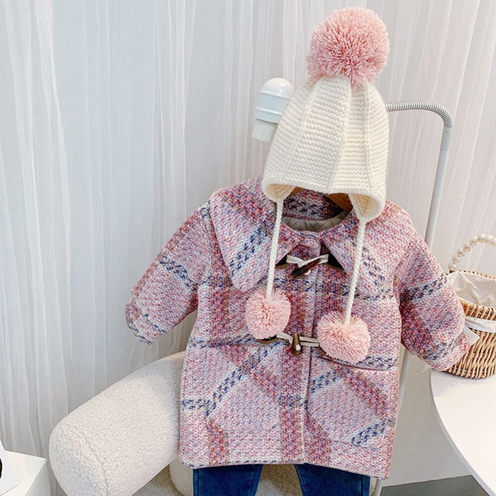 Moda ragazze cappotto Trench abiti invernali caldi bambini bambini dolce addensare velluto misto lana capispalla Casacos cappotti ADK860: Pink / 2T