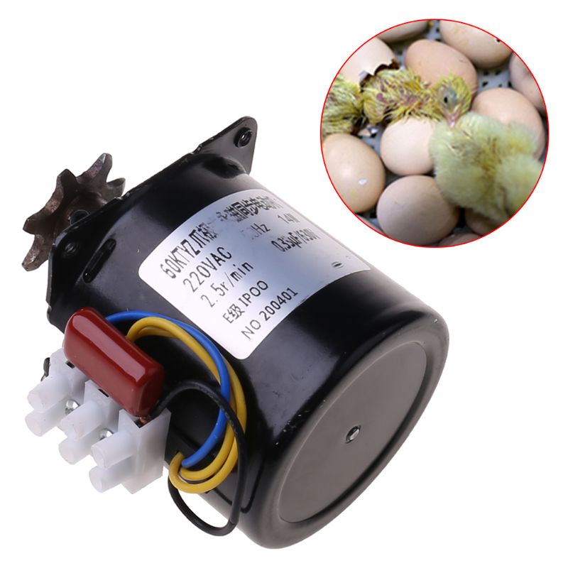 220V AC volteador de huevos Motor incubadora Reversible componentes de engranajes 2.5r/min