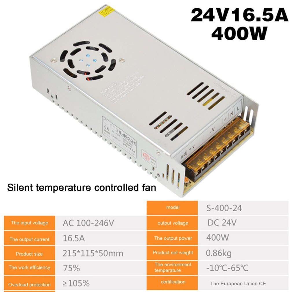 Alimentation à découpage DC24V 1A 2A 2.5A 3A 4.5A 5A 6.5A 8.3A 10A 12.5A 15A 16.5A AC 220V à DC24V AC-DC 24V pour 24V LED Bande: 24v 16.5A