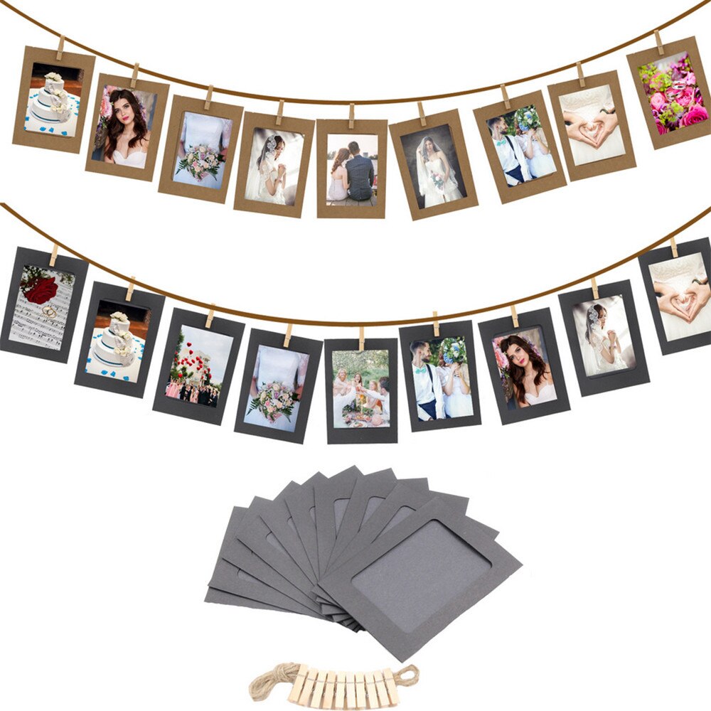 10Pcs 3Inch Papier Foto Flim DIY Wand Bild Hängen Rahmen Album + Seil + Clips Papier Rahmen cadre photo