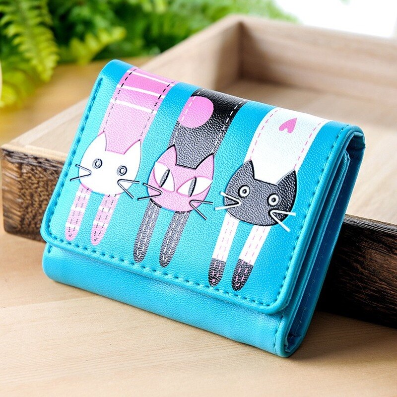 Women Cat Pattern Coin Purse Short Wallet Card Holders Handbag Women Long Clutch Wallet Large Capacity Wallets Phone Pocket Card: L20214241132-1