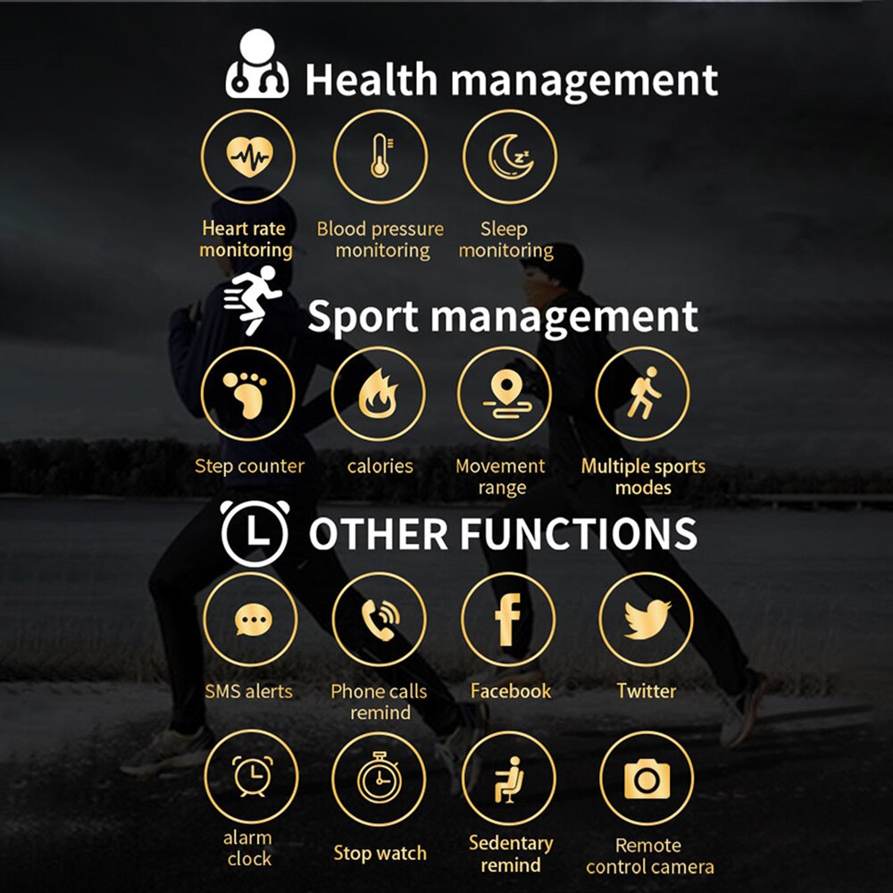 Smart Watch Smart Bracelet BT Sports Fitness Tracker Heart Rate Sleep Health Monitor Big Screen Smart Wristband For Android iOS