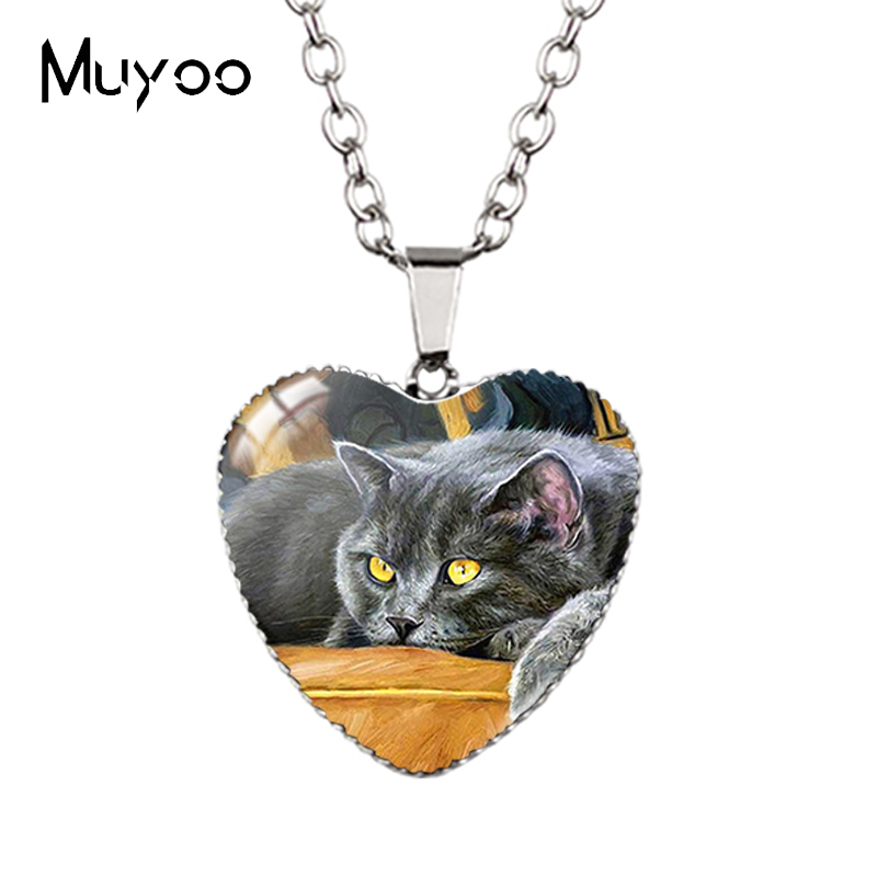 Landscape Animal Swans Butterflies Peacock Oil Painting Handcraft Heart Jewelry Pendant Necklace HZ3: Black Zinc Plated