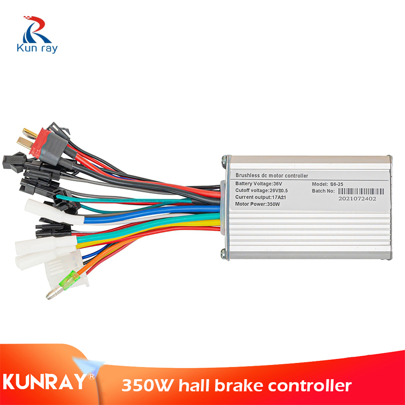 KUNRAY 24V 36V 48V 350W Brushless Controller For Electric Bike Bicycle Scooter Speed BLDC Motor 6MOSFET With Hall Reverse D26