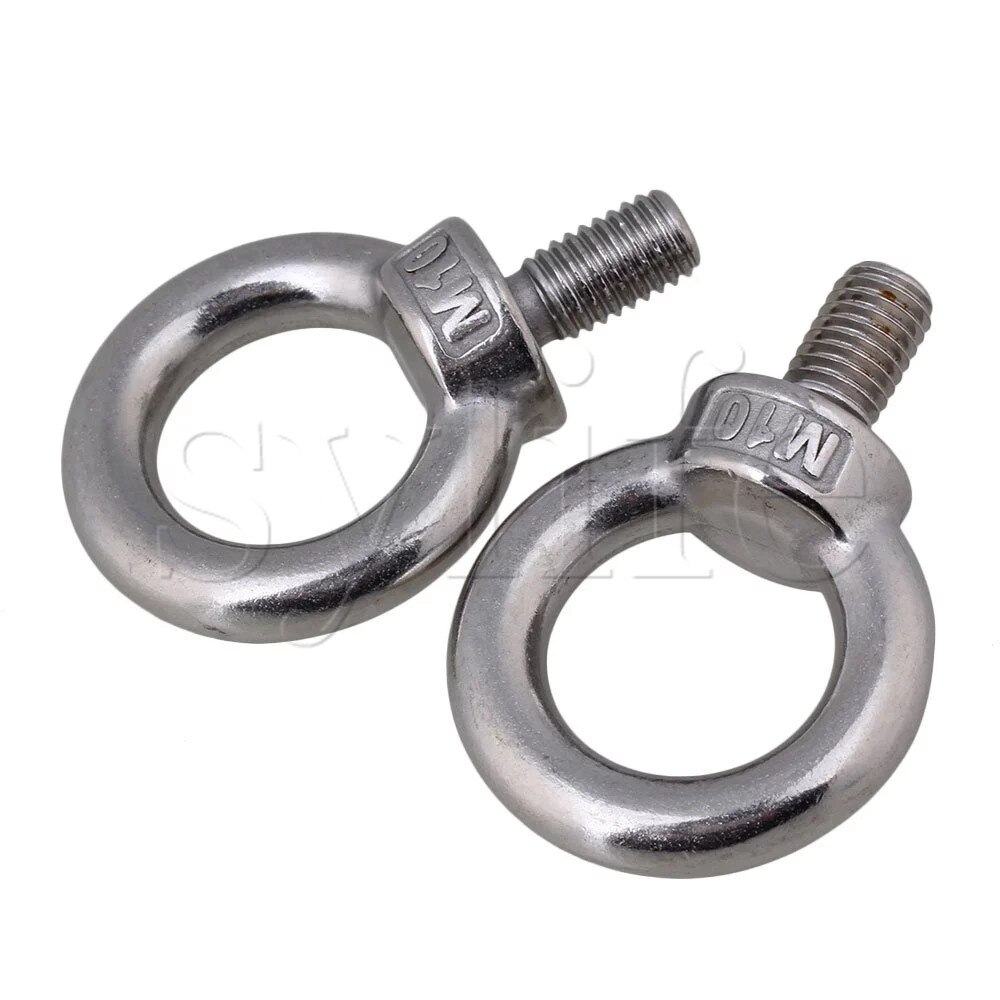 2PCS Silver M10 Ring Shape Screw Bolt Marine Grade 304 Stainless Steel