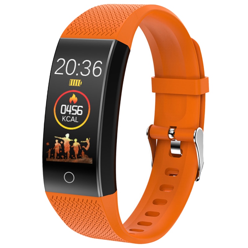 Smart Bracelet Body Temperature Watch Fitness Tracker Bracelet IP68 Waterproof Sport Pedometer Fitness Bracelet Blood Pressure: Orange
