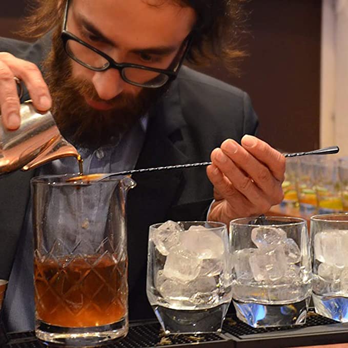 2 Black Stainless Steel Mixing Spoons Cocktail Shakers Cocktail Shakers Milk Tea Stir Bars